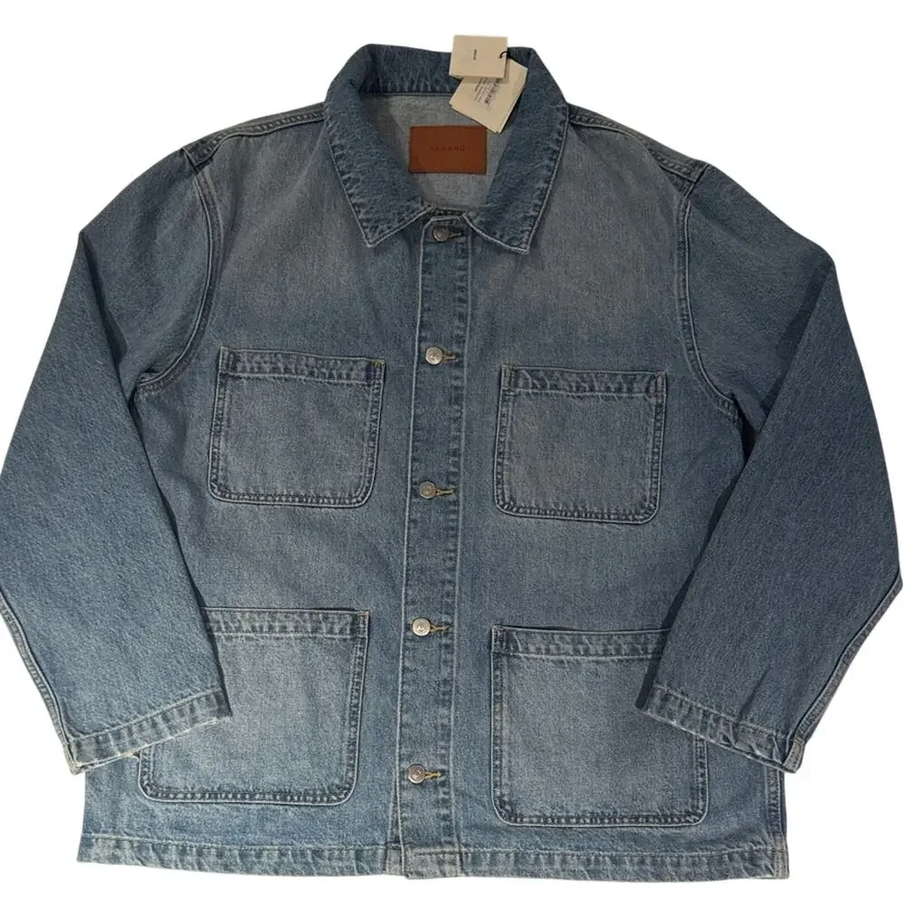 Sandro Paris Denim Worker Jacket – Light Wash Chore Jacket – NWT - Picture 2 of 12